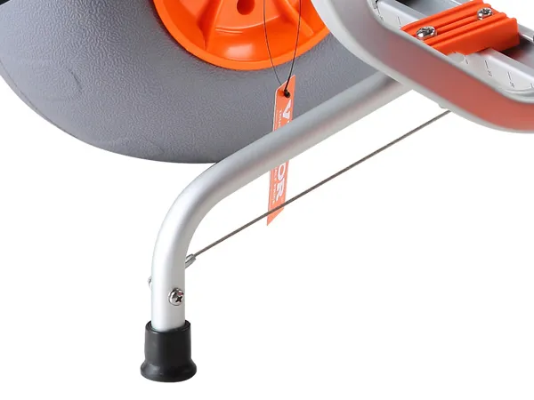 close-up of VEVOR heavy duty kayak cart with sturdy frame and large orange wheel.