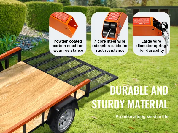 VEVOR trailer tailgate assist with durable materials, powder-coated steel, and rust-resistant cable.