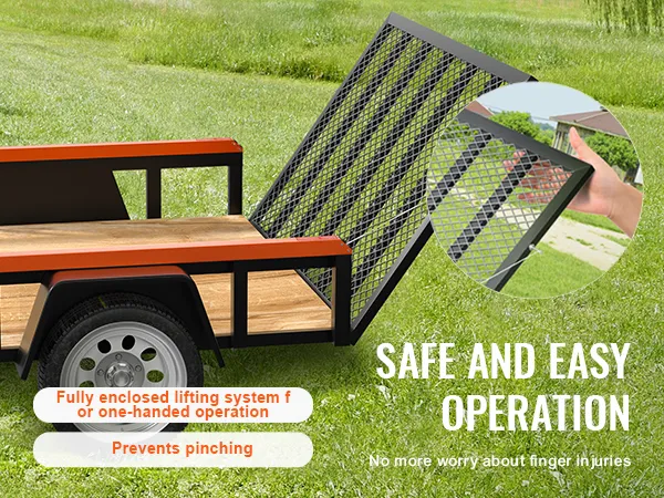 VEVOR trailer tailgate assist with safe and easy operation, fully enclosed lifting system, prevents pinching.