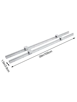 VEVOR linear rail, size 39in x 1.5in, with two slider blocks in stainless steel finish.