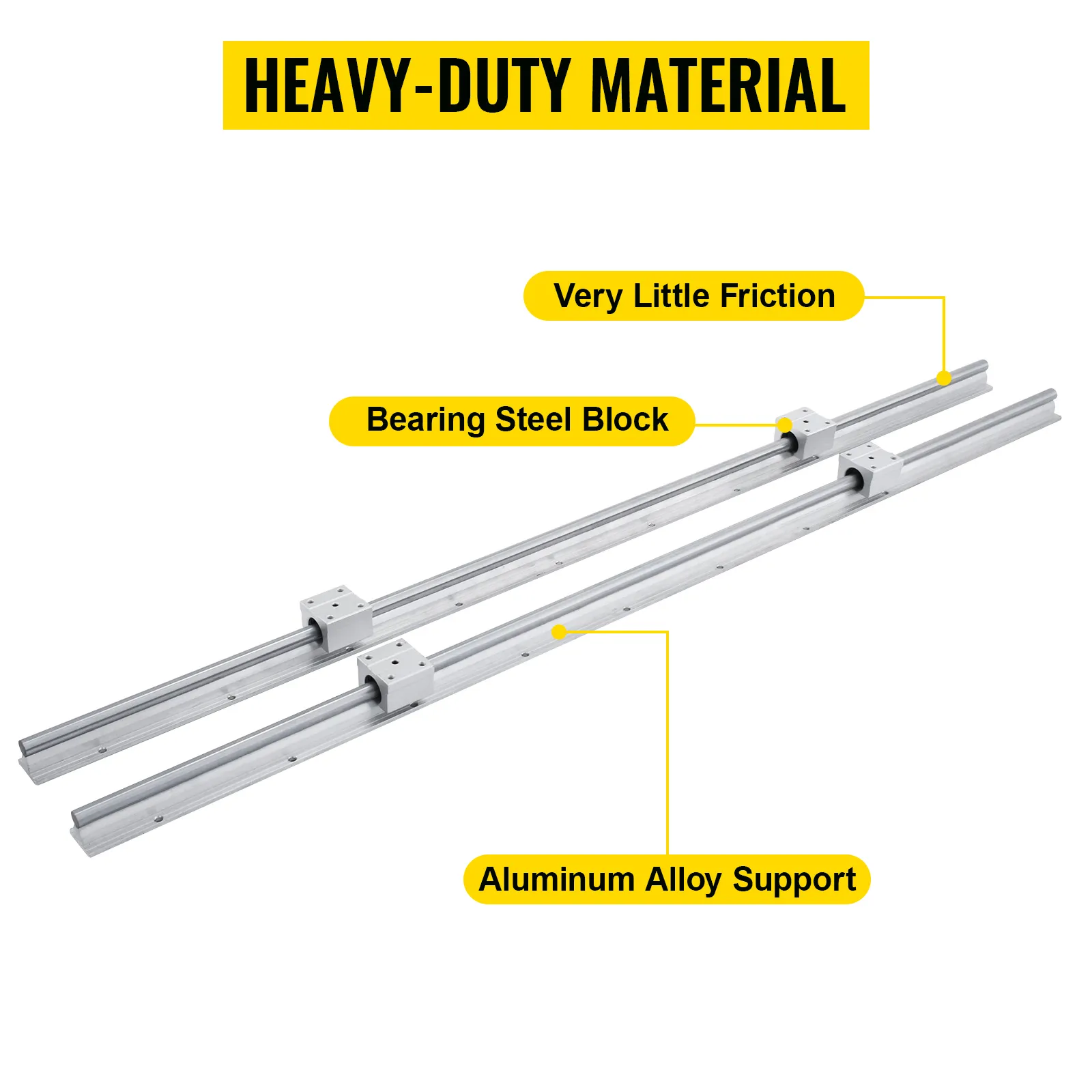 heavy-duty VEVOR linear rail with aluminum alloy support and bearing steel block.