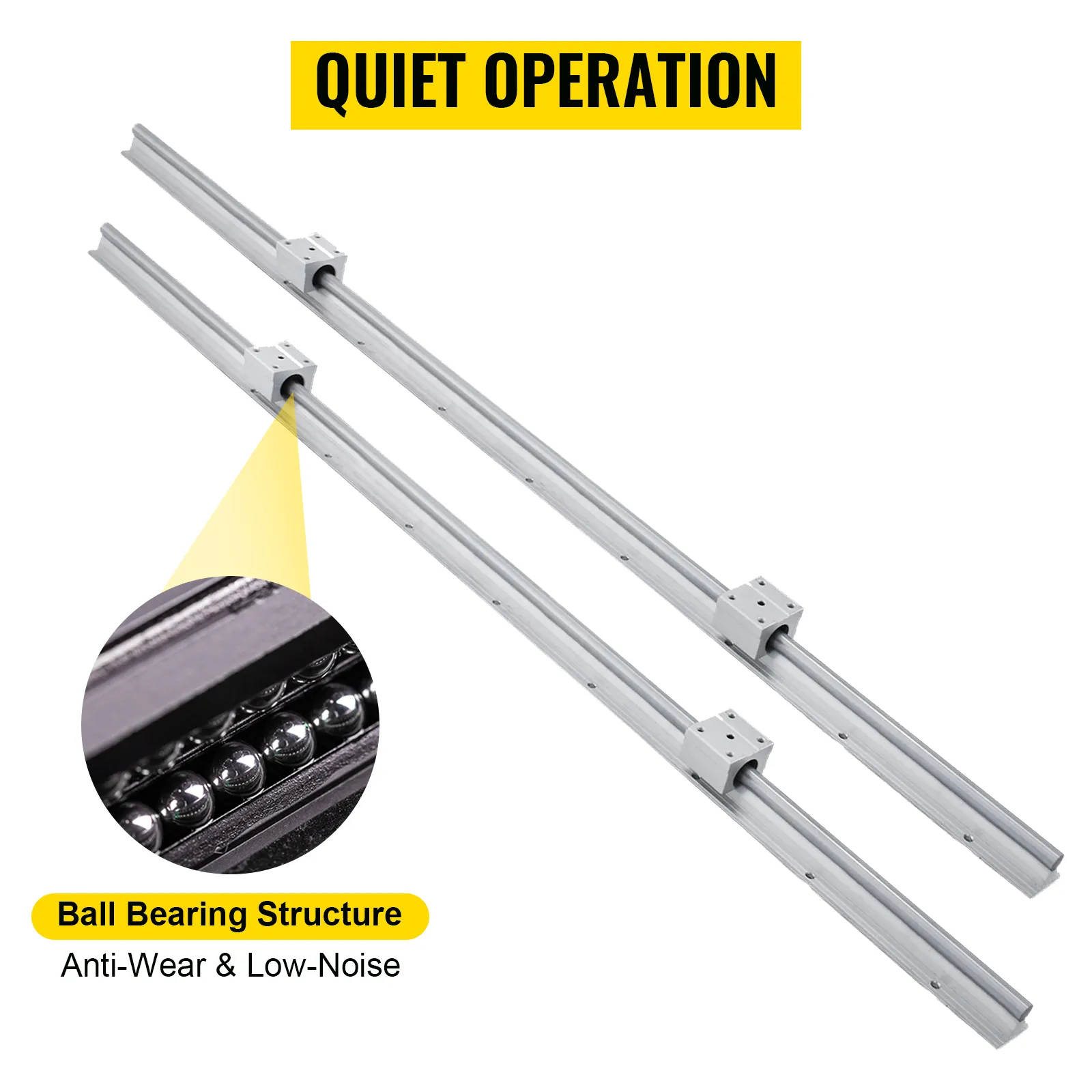 VEVOR linear rail features ball bearing structure, anti-wear, low-noise, and quiet operation.