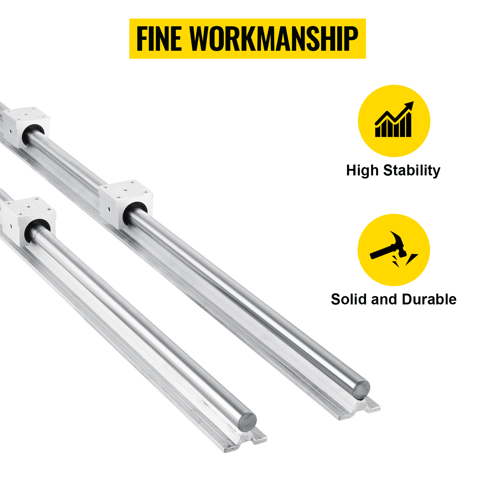VEVOR Linearschiene SBR20-1500 Mm – 2 Schienen + 4 Gleitblöcke, Für CNC, 3D-Drucker & Fräsmaschinen