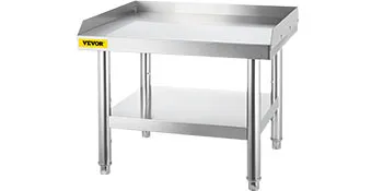 Soporte de parrilla de acero inoxidable VEVOR con estante inferior para mayor almacenamiento y estabilidad.