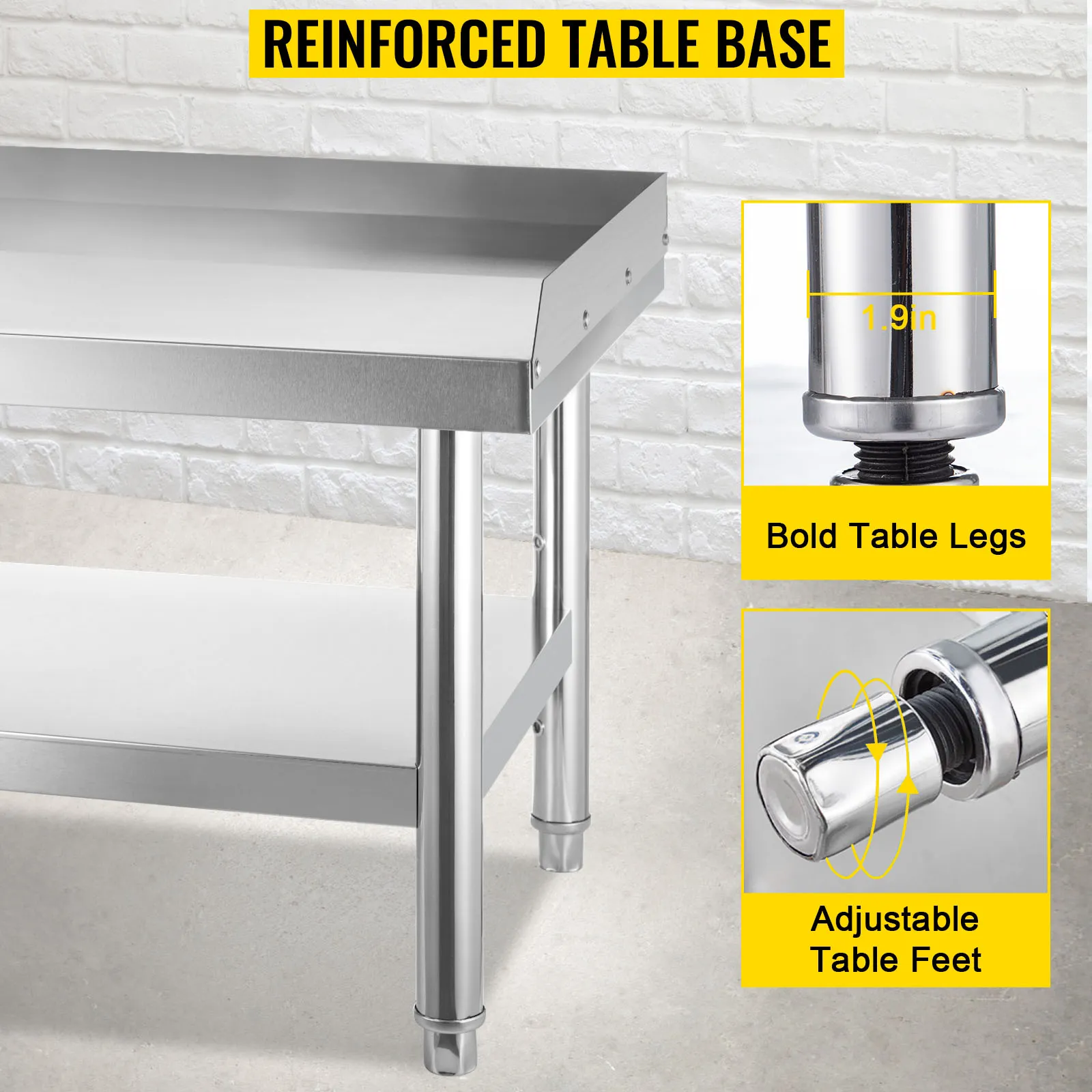 Soporte de parrilla de acero inoxidable VEVOR con base reforzada, patas atrevidas y pies ajustables.