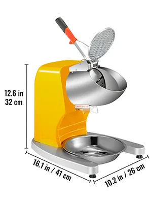 Máquina de afeitar eléctrica VEVOR, amarilla y plateada, con dimensiones 12,6" x 16,1" x 10,2".