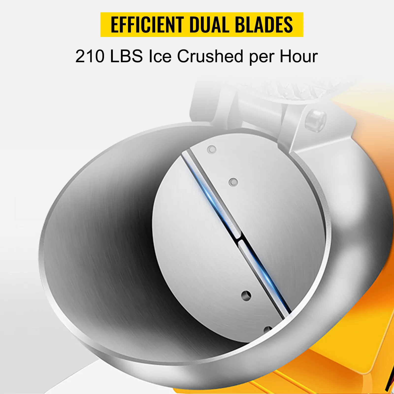 Cuchillas dobles eficientes de la máquina trituradora de hielo eléctrica VEVOR, que tritura 210 libras de hielo por hora.