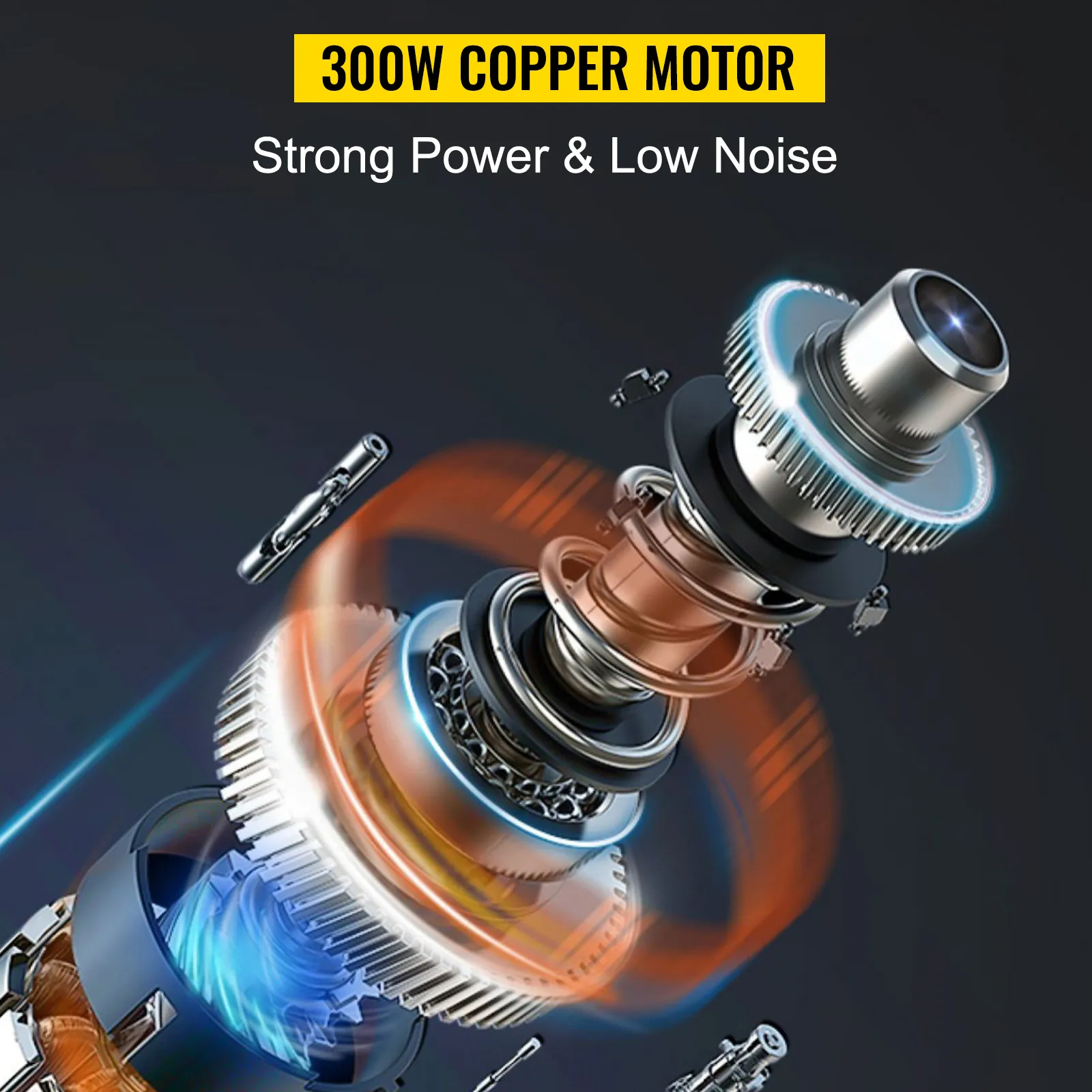 Ralladora de hielo eléctrica VEVOR con motor de cobre de 300 W, gran potencia y bajo nivel de ruido.