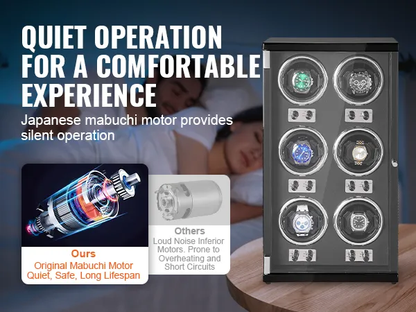 VEVOR watchwinder met originele mabuchi-motor, voor een stille werking en een veilige, lange levensduur
