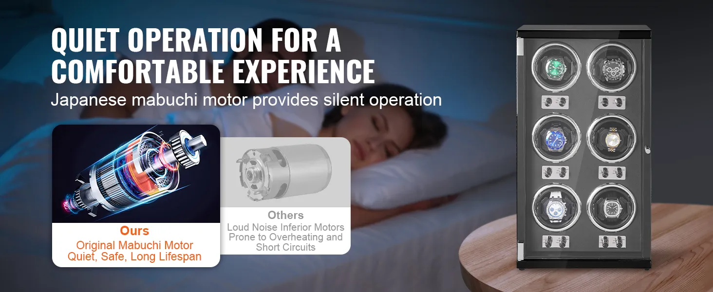 VEVOR watchwinder met originele mabuchi-motor, voor een stille werking en een veilige, lange levensduur