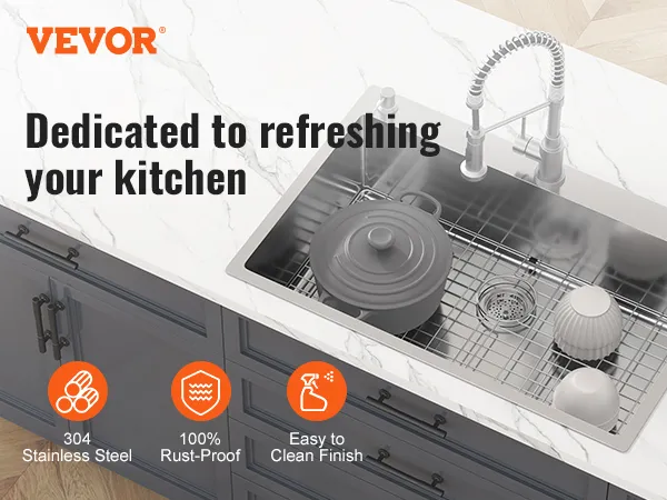 VEVOR sink protector grid in a modern kitchen with stainless steel sink and faucet, clean finish.