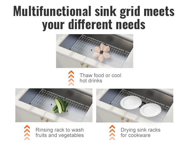 multifunctional VEVOR sink protector grid for thawing, rinsing, and drying in a kitchen sink.