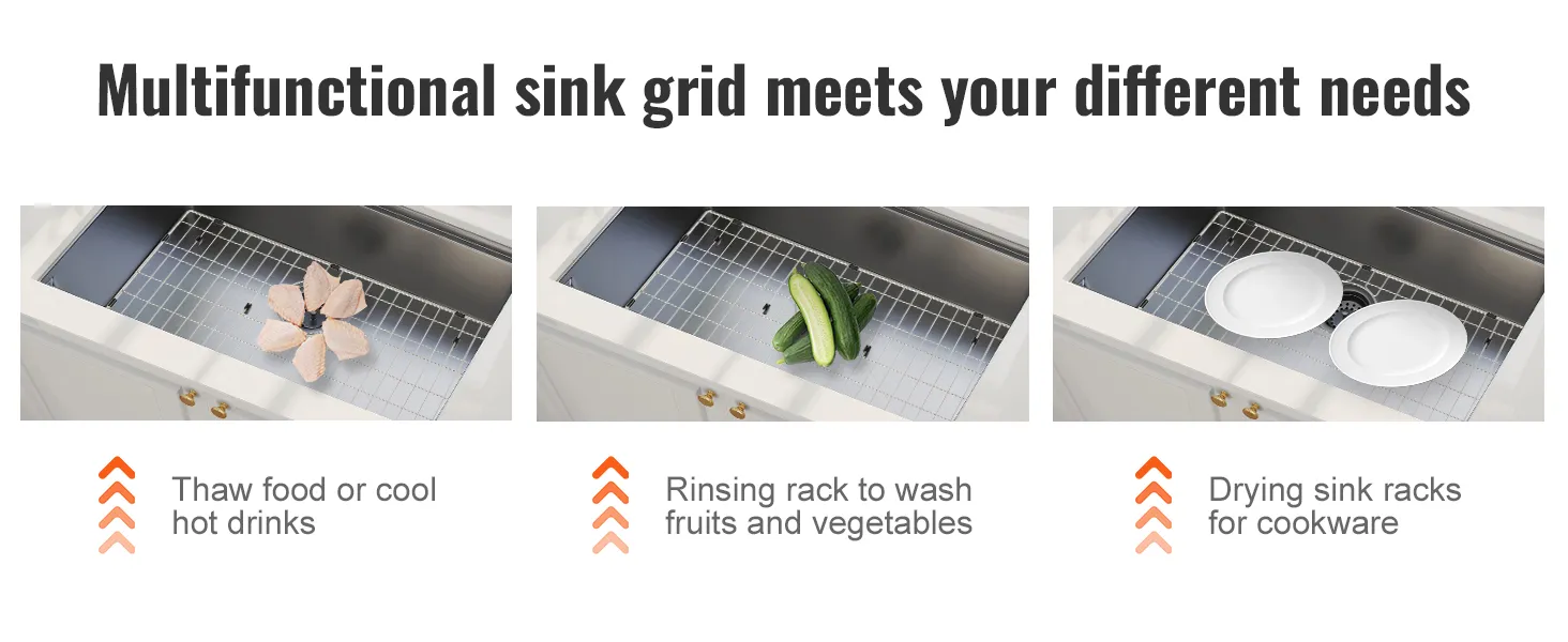 multifunctional VEVOR sink protector grid for thawing, rinsing, and drying in a kitchen sink.