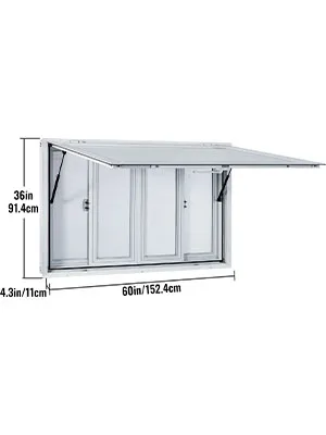 VEVOR concession window with awning, dimensions labeled (36x60x4.3 inches).