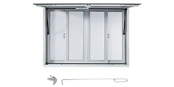 Ventana de concesión VEVOR con tres paneles de vidrio corredizos y manija de manivela de metal.