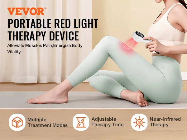 VEVOR-apparaat voor roodlichttherapie voor verlichting van pijn in de benen, met meerdere standen en instelbare therapietijd.