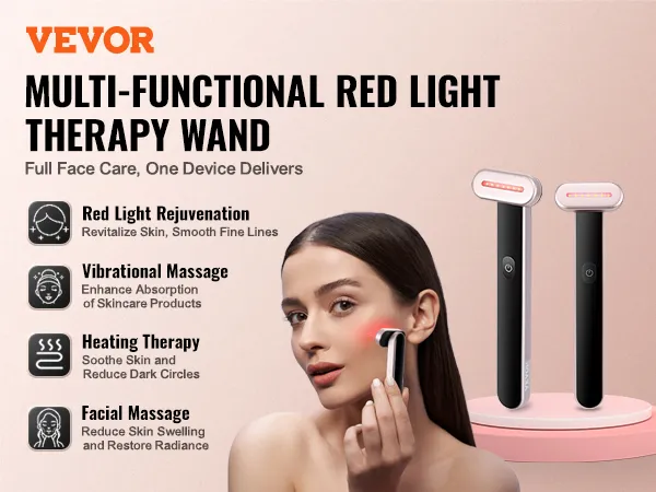VEVOR-Rotlichttherapiestab zur Hautpflege mit Rotlichtverjüngung, Vibrationsmassage und Wärmetherapie.