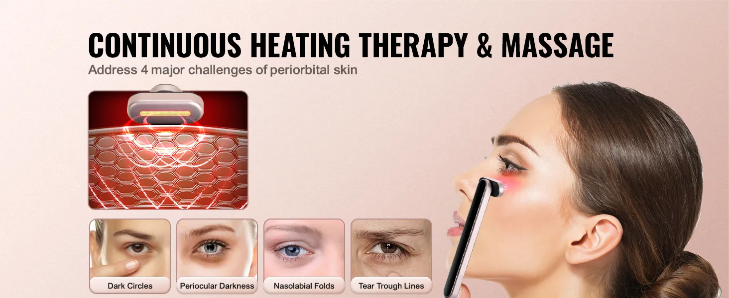 Der Rotlichttherapiestab von VEVOR bietet kontinuierliche Wärmetherapie und Massage für die periorbitale Haut.