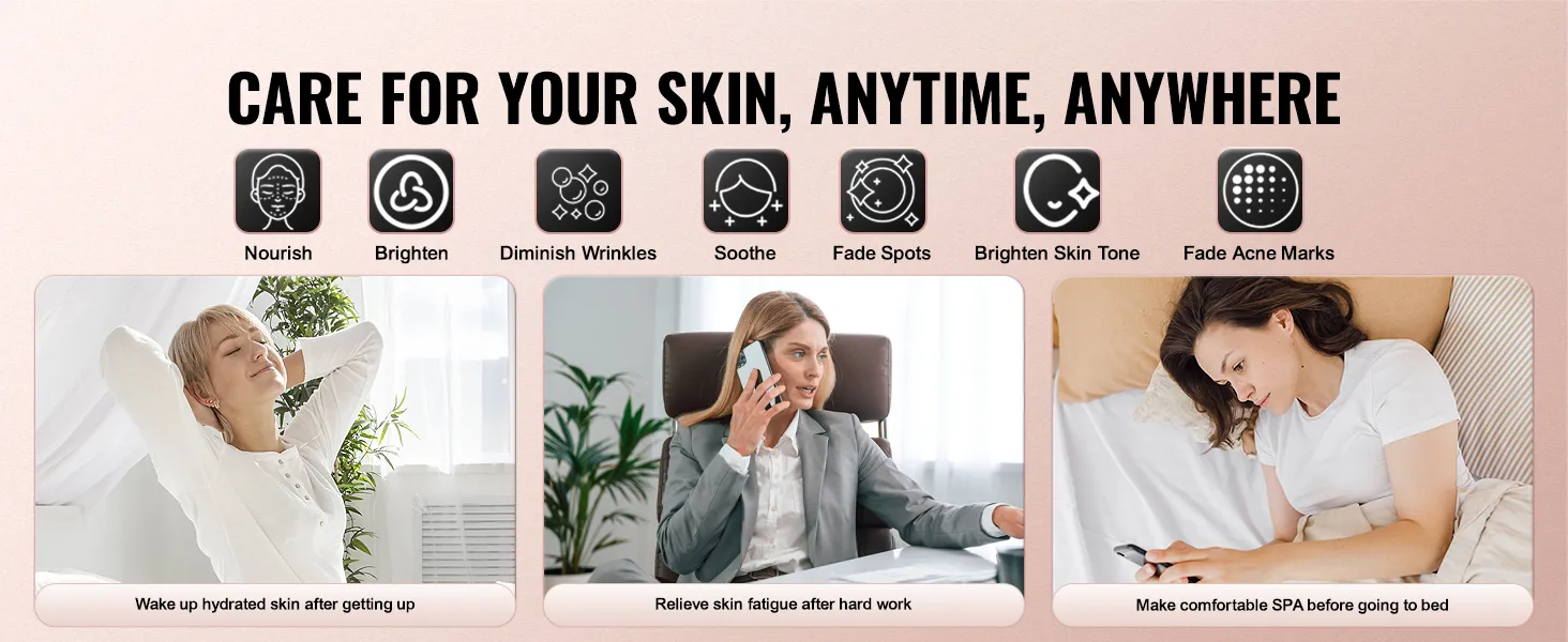 Der Rotlichttherapiestab von VEVOR fördert die Hauternährung, reduziert Falten und hellt jederzeit den Hautton auf.