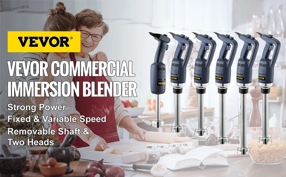 Licuadora de inmersión VEVOR en la cocina con gran potencia, velocidad variable, eje extraíble.