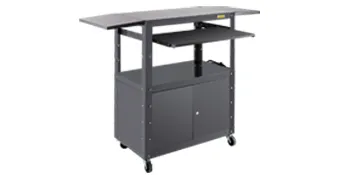 Carrito VEVOR con estantes ajustables y ruedas bloqueables, ideal para uso en oficina.