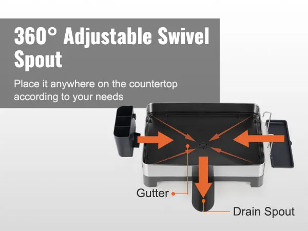 Scolapiatti VEVOR con beccuccio girevole regolabile a 360°, grondaia rimovibile e beccuccio di scarico.