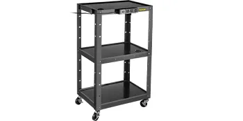 Carrito audiovisual de acero con ruedas y tres estantes. Carrito audiovisual de acero VEVOR.