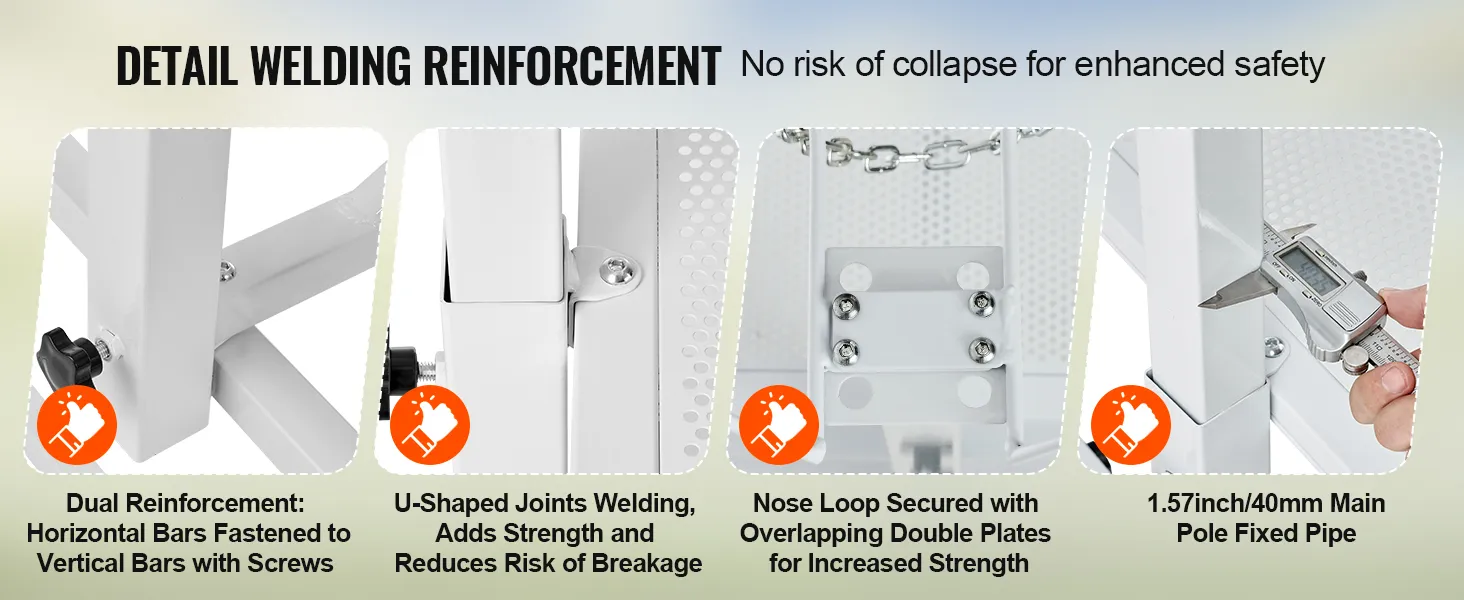 VEVOR welding reinforcement with dual reinforcement, u-shaped joints, and secured nose loop.