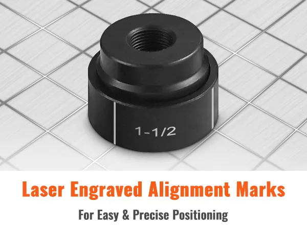 laser engraved alignment marks for VEVOR knockout punch driver kit ensure easy and precise positioning.