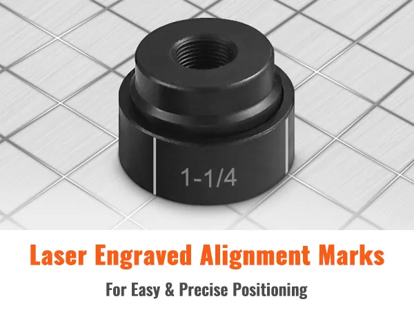 laser engraved alignment marks for easy and precise positioning on the VEVOR hydraulic knockout punch kit.