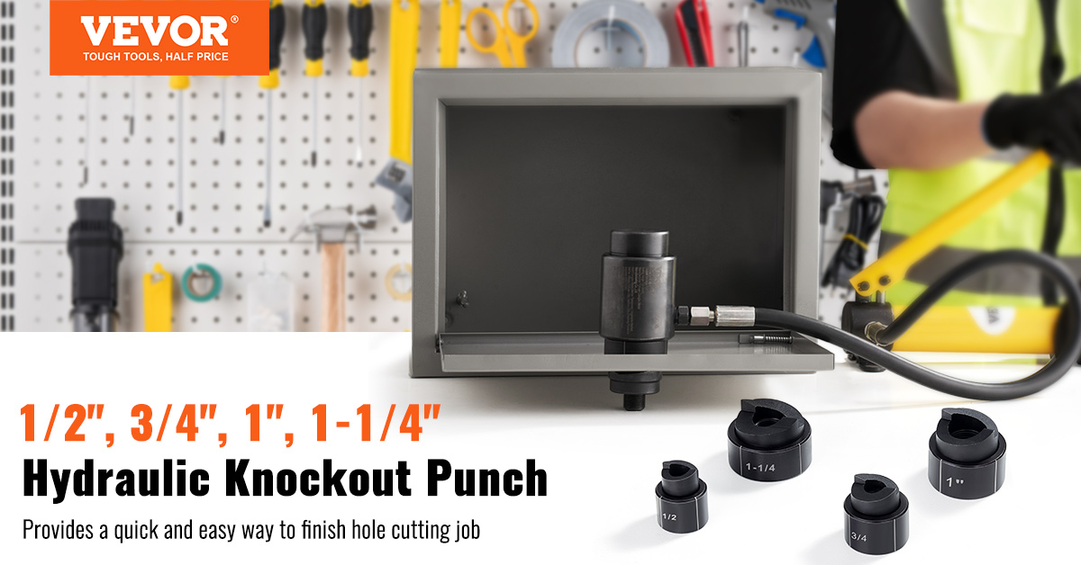 Punch↑ 1 2 3 4 Hydraulic Knockout Punch Kit, 4 Pieces 1/2