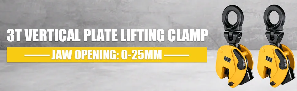 3t vertical plate lifting clamp, jaw opening: 0-25mm by VEVOR.