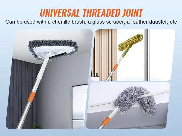 universal threaded joint for chenille brush, glass scraper, feather duster, compatible with VEVOR manual pole saw.