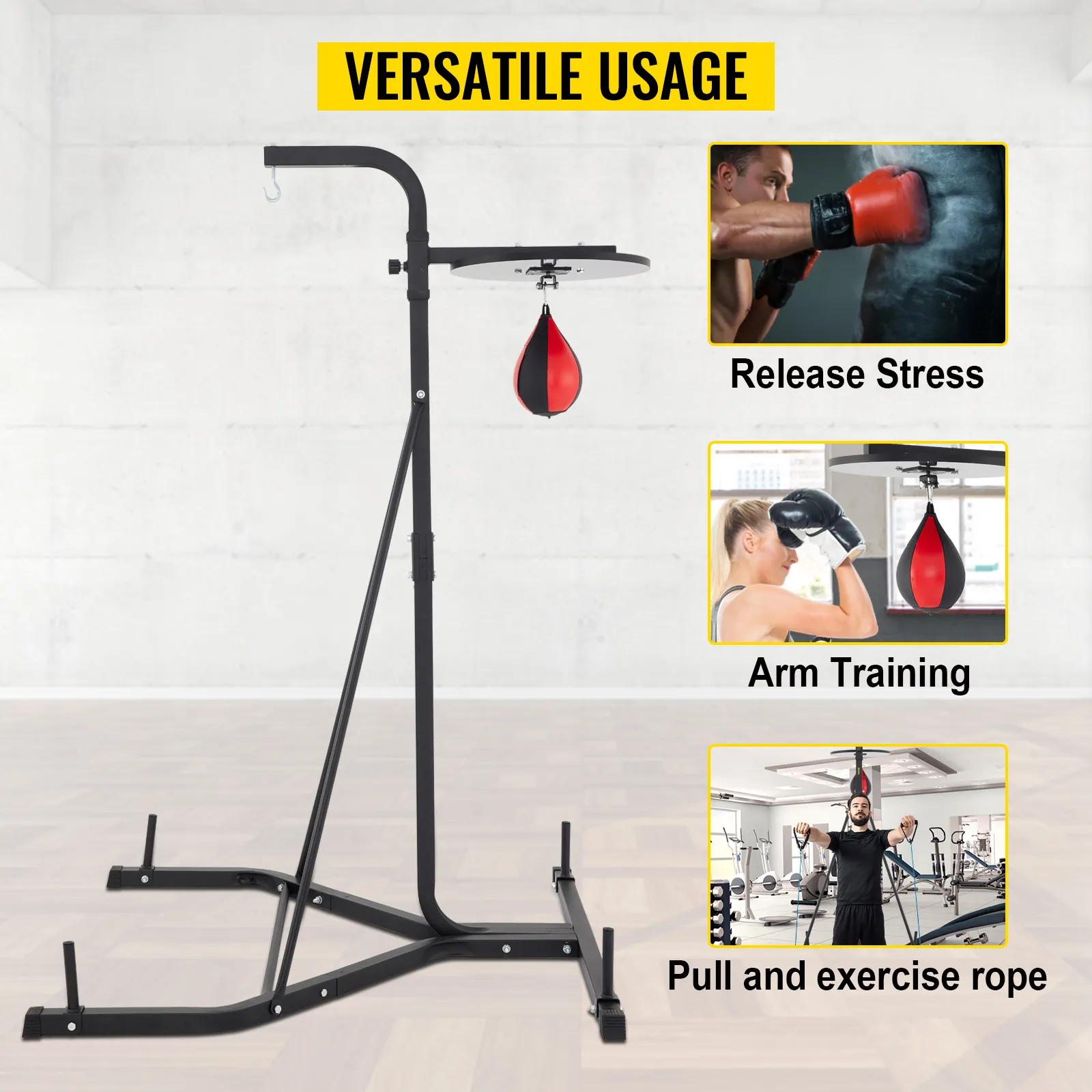 VEVOR heavy bag stand for stress release, arm training, and pull exercises. versatile usage.