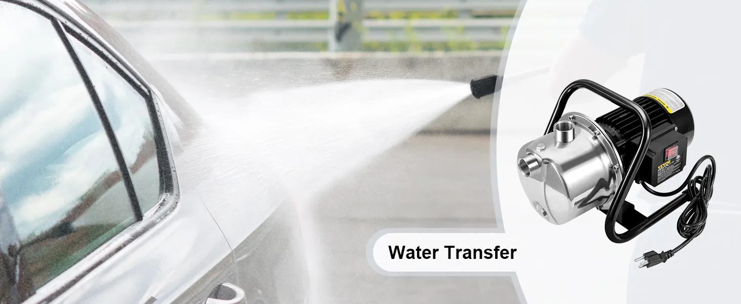 Bomba de pozo poco profundo VEVOR utilizada en transferencia de agua, lavado de un automóvil con pulverización de alta presión.