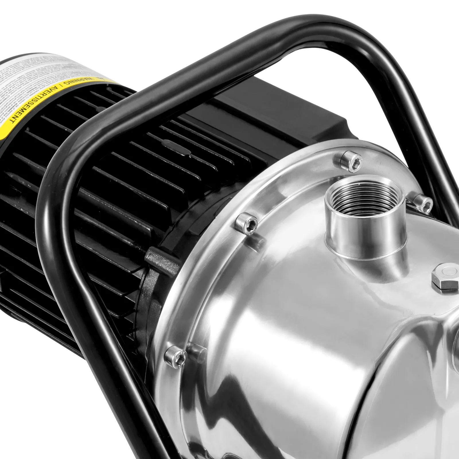 Bomba de pozo poco profundo VEVOR, cuerpo de acero inoxidable, mango resistente y carcasa negra duradera.