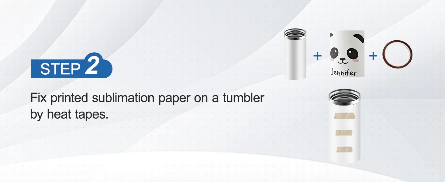 step 2: fix printed sublimation paper on tumbler with heat tape for VEVOR tumbler heat press.