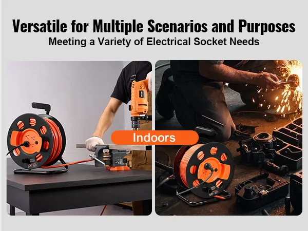 VEVOR Retractable Extension Cord Reel, 65 Ft, Heavy Duty 12AWG/3C Sjtow Power Co