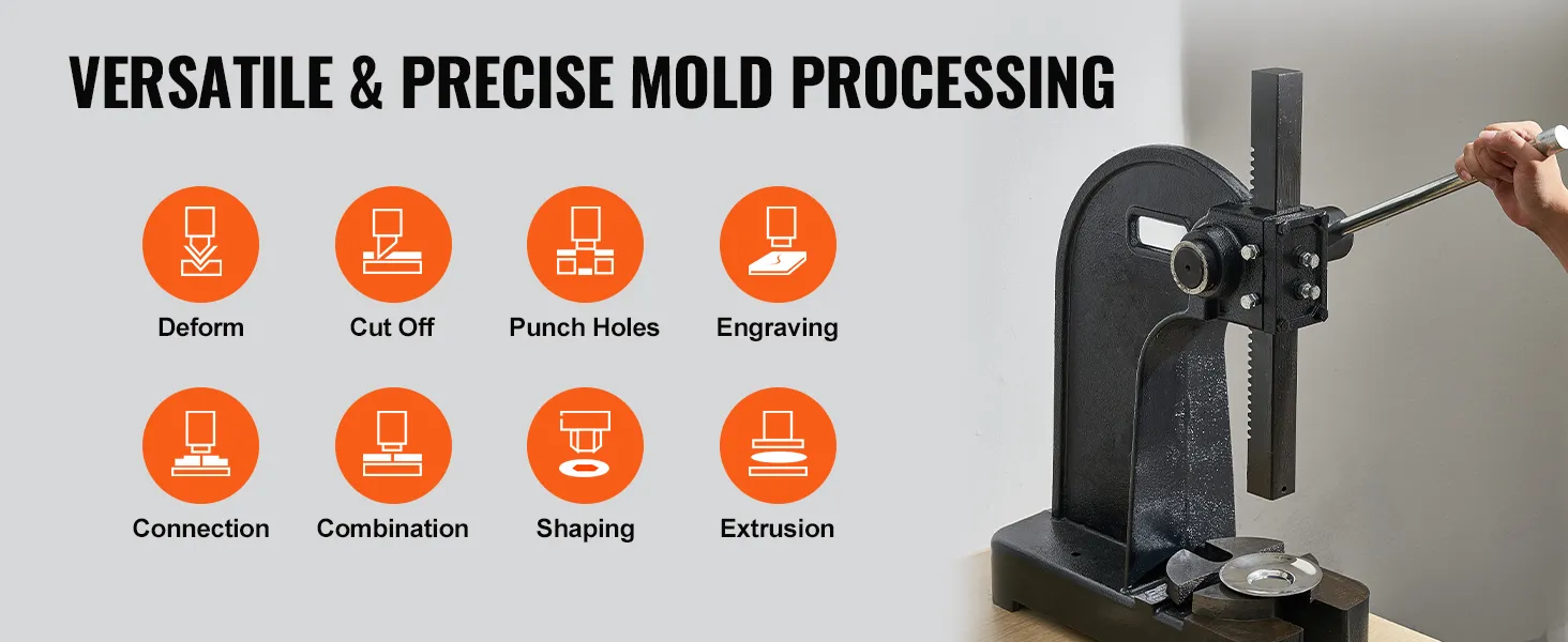 VEVOR Dornpresse: Vielseitige Formbearbeitung zum Verformen, Abschneiden, Lochen, Gravieren und mehr.
