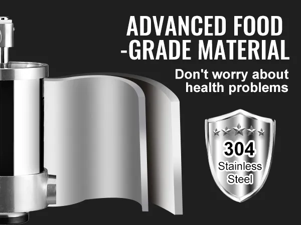 VEVOR sausage stuffer with advanced food-grade 304 stainless steel material and health assurance.