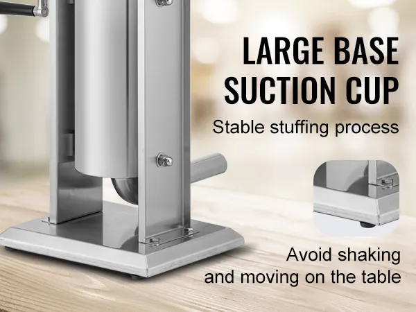 VEVOR sausage stuffer with large base suction cup for stability, preventing shaking and moving during use.