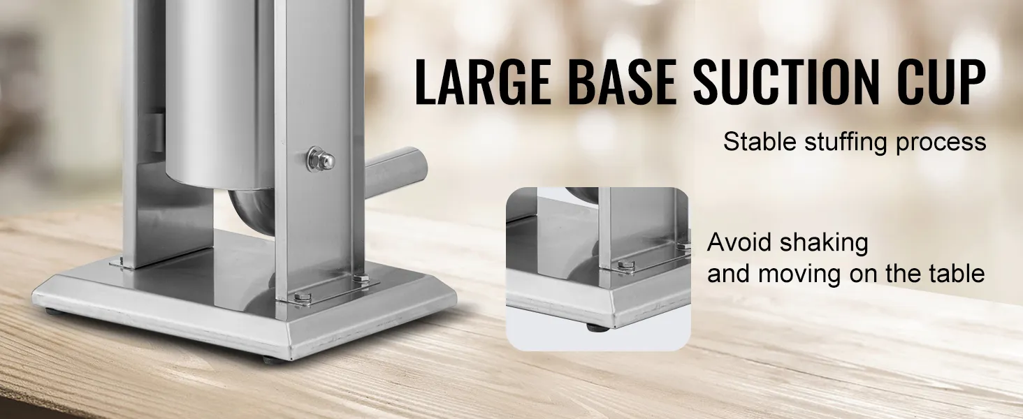 VEVOR sausage stuffer with large base suction cup for stability, preventing shaking and moving during use.