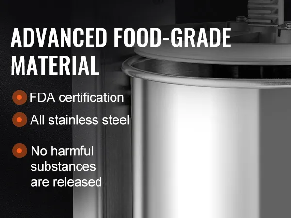 VEVOR sausage stuffer: fda-certified, stainless steel material, no harmful substances released.