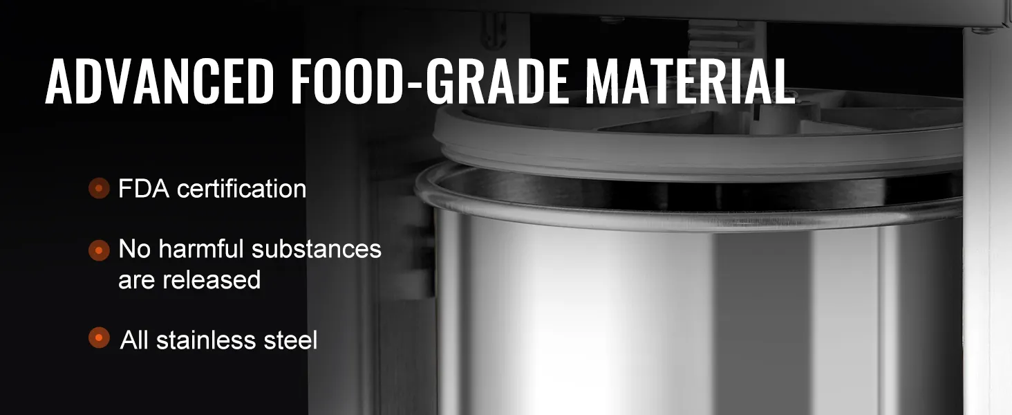 VEVOR sausage stuffer: fda-certified, stainless steel material, no harmful substances released.