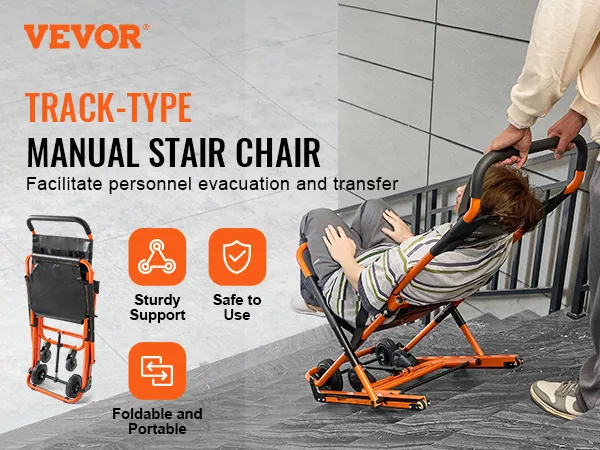 VEVOR emergency stair chair for safe and portable evacuation, featuring sturdy support and foldable design.