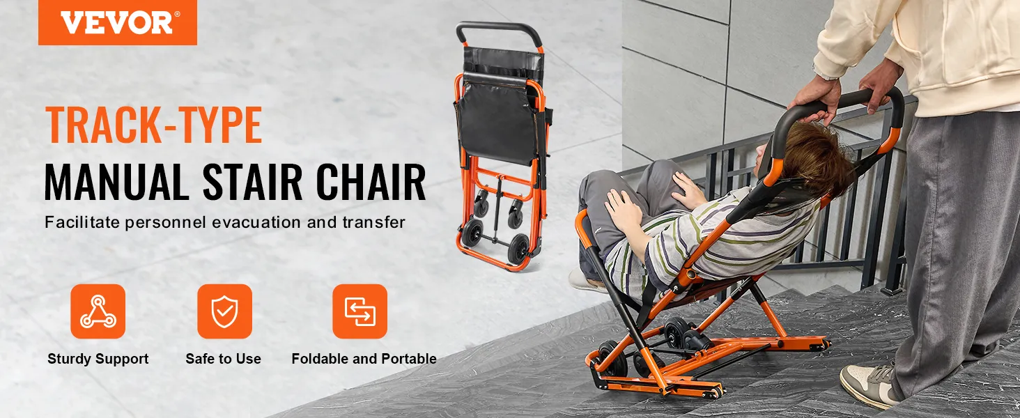 VEVOR emergency stair chair for safe and portable evacuation, featuring sturdy support and foldable design.