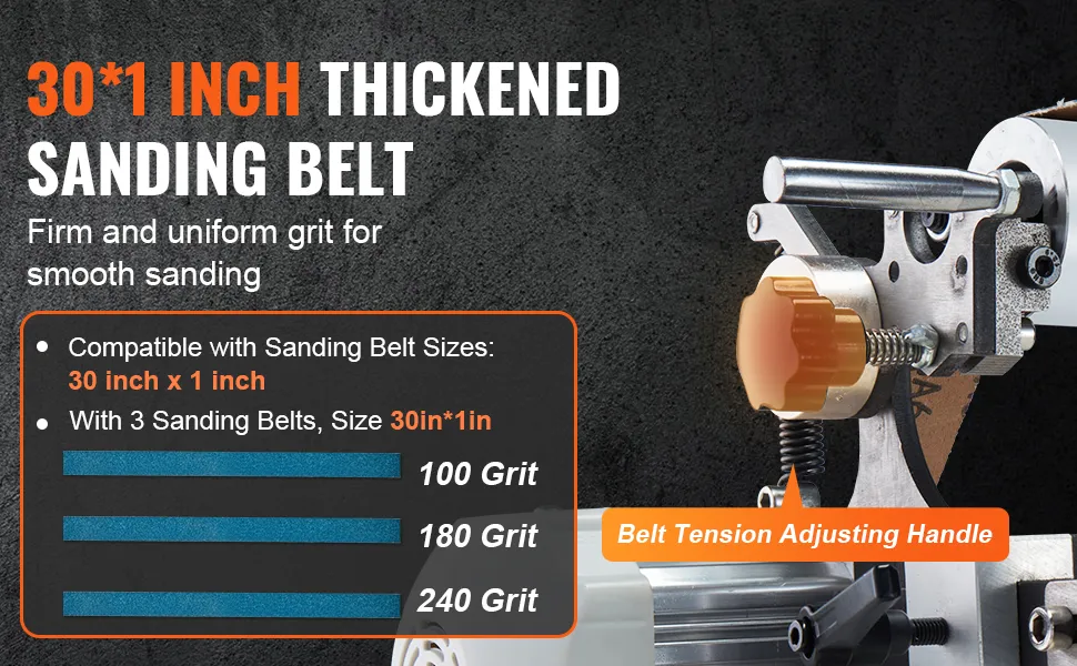 Nastro abrasivo spesso da 30*1 pollice, compatibile con la levigatrice a nastro VEVOR, con grana 100, 180, 240.