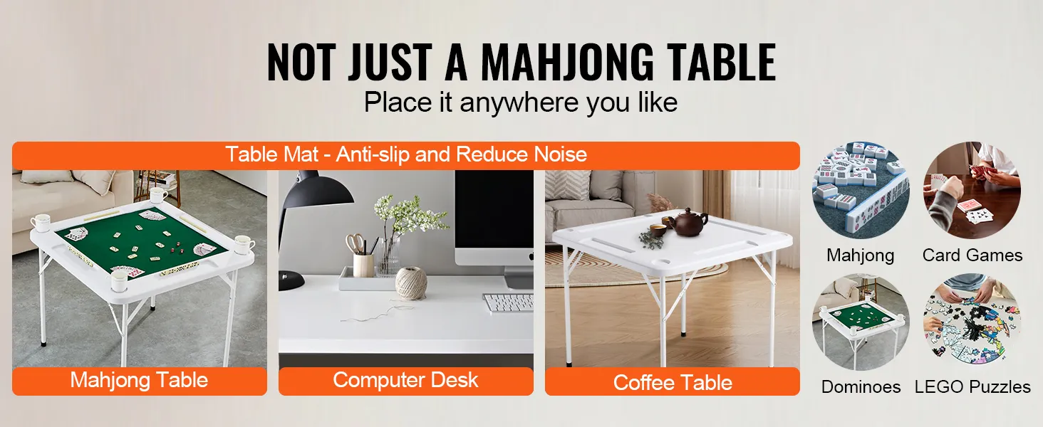 VEVOR mahjong table as a multipurpose desk, coffee table, and game table for cards, dominoes, and puzzles.