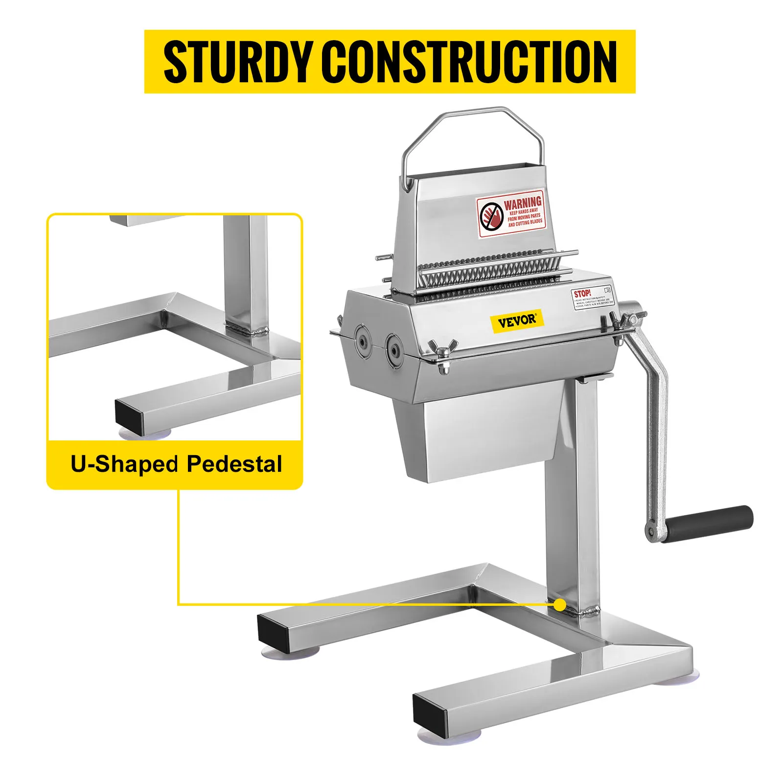 VEVOR manual steak tenderizer with sturdy construction and u-shaped pedestal.