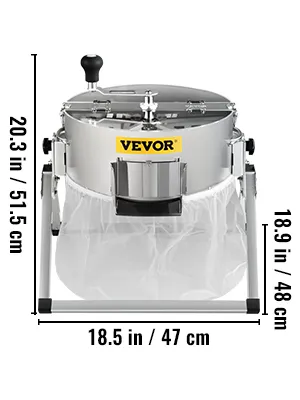 VEVOR bud leaf trimmer with dimensions 20.3" high, 18.9" wide, and 18.5" deep.